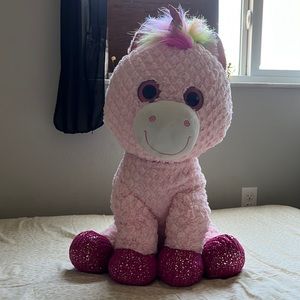 HUGE UNICORN 🦄 PINK& 🌈 RAINBOW TOYS “R”US 32x20 SQUISHY STUFFED ANIMAL